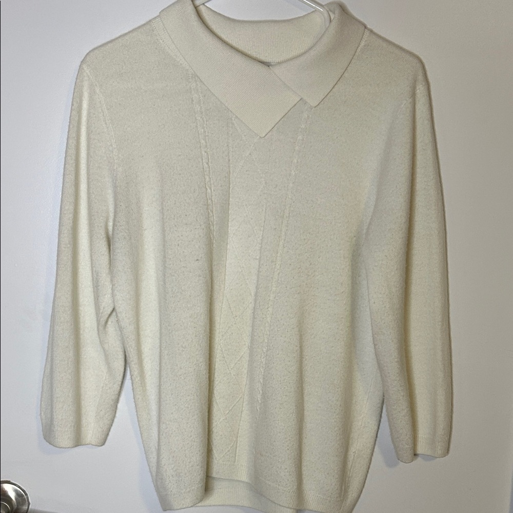 2/$50 ✨- ALIA - Cream Collared Knit Sweater – Vintage Tennis / Old Money Vibes